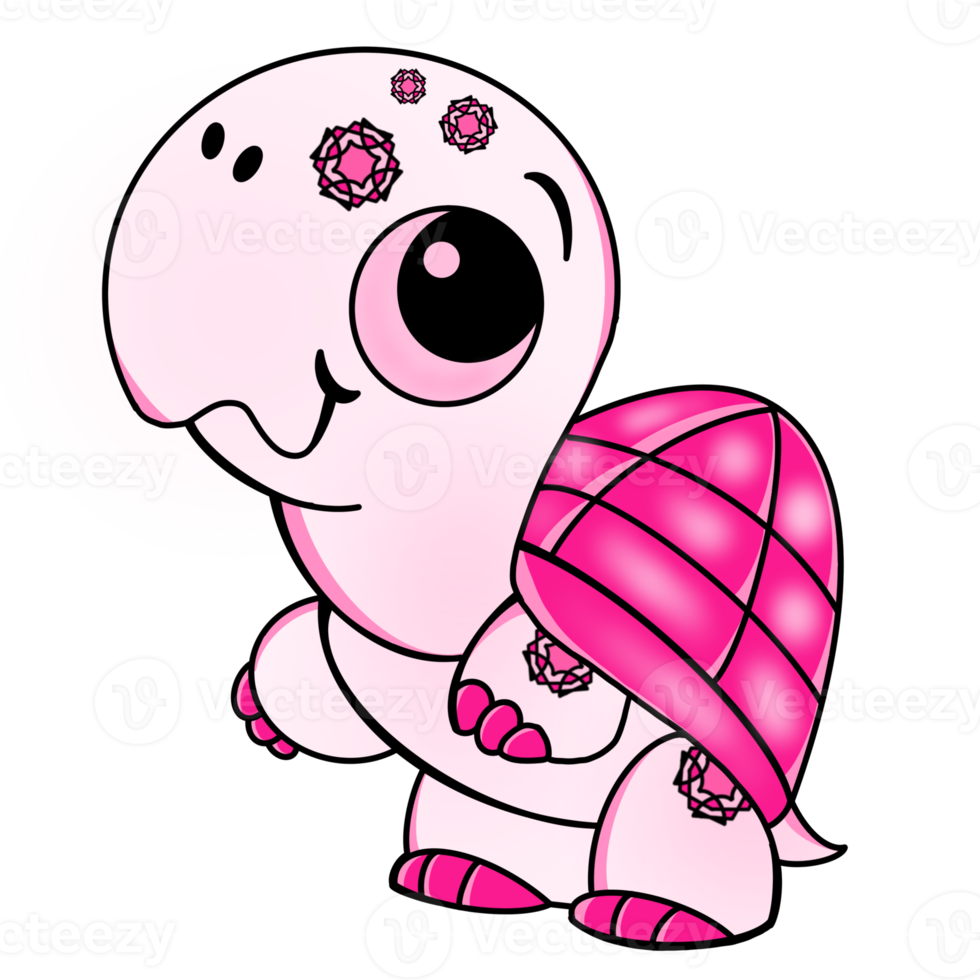 Happy pink turtle png