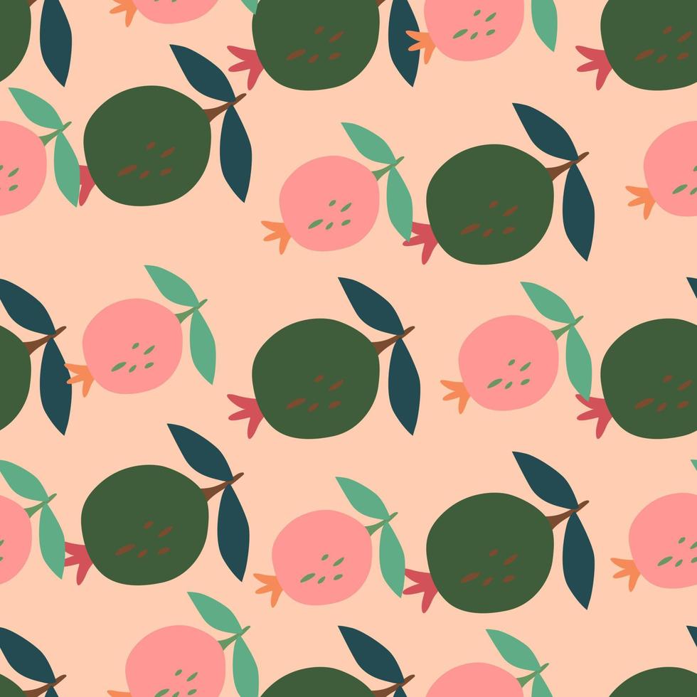 Seamless pattern with pomegranate fruit. Botanical fruits wallpaper. vector