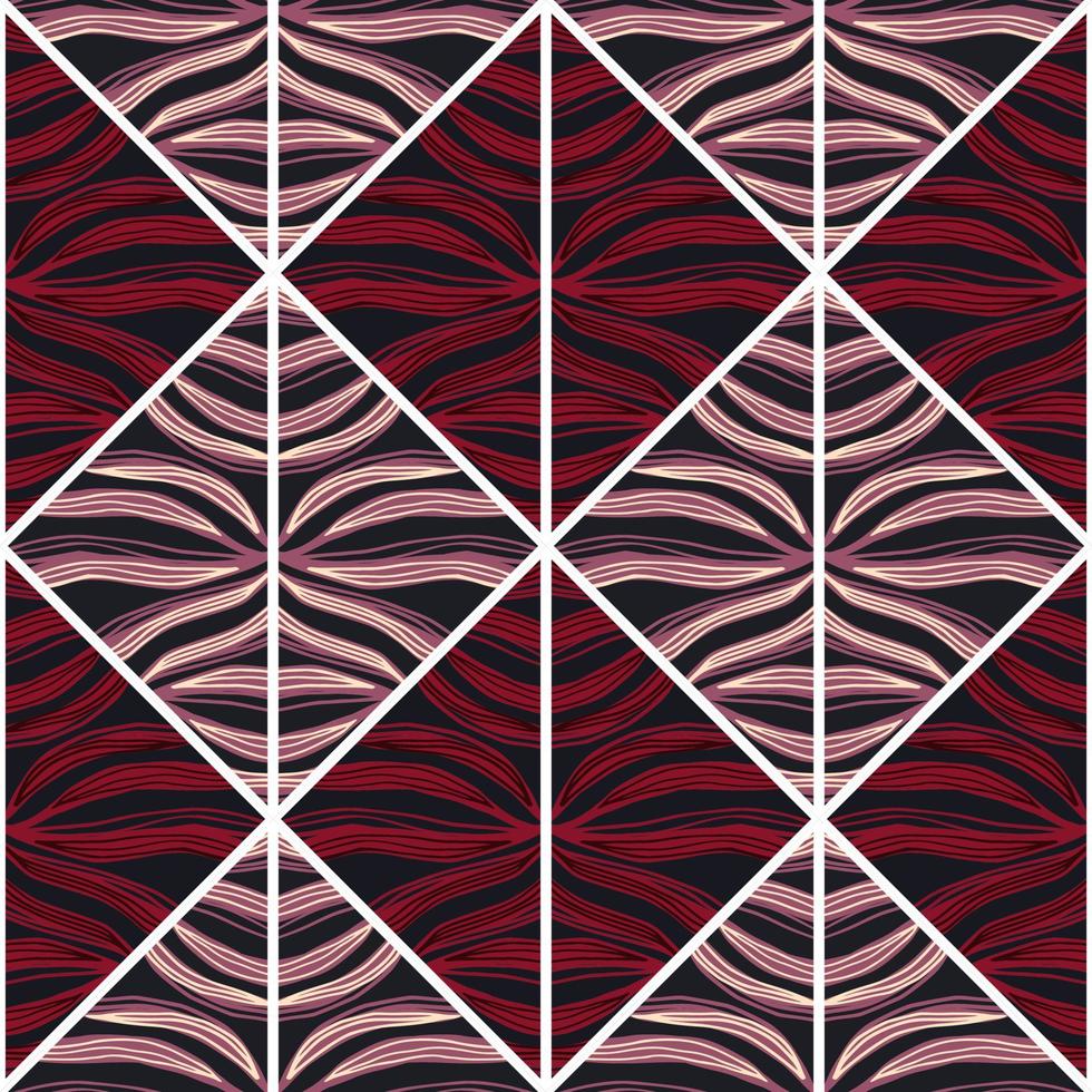 Contoured foliage mosaic seamless pattern. Abstract palm leaves tile. vector