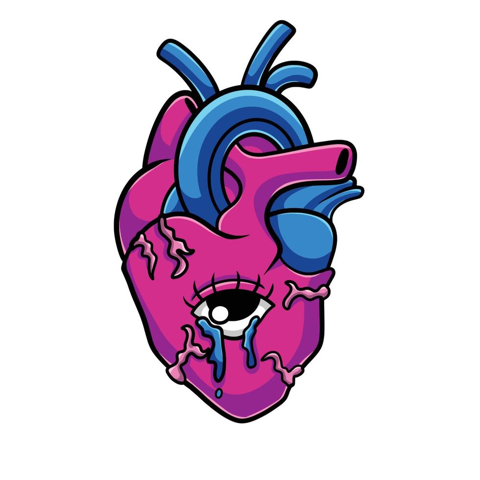 dibujos animados de streetwear de corazón triste vector