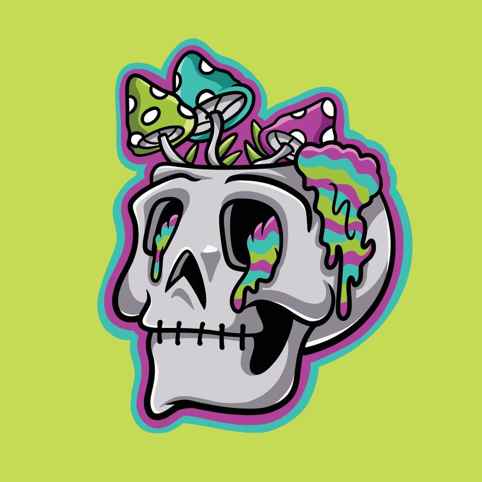 Skull Mushroom Streetwear Cartoon vector