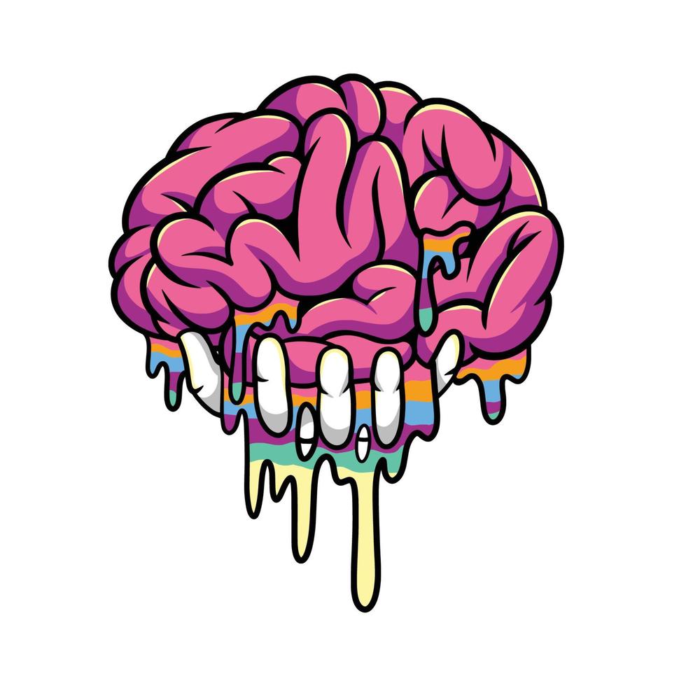 Hand Brain Rainbow Streetwear Cartoon vector