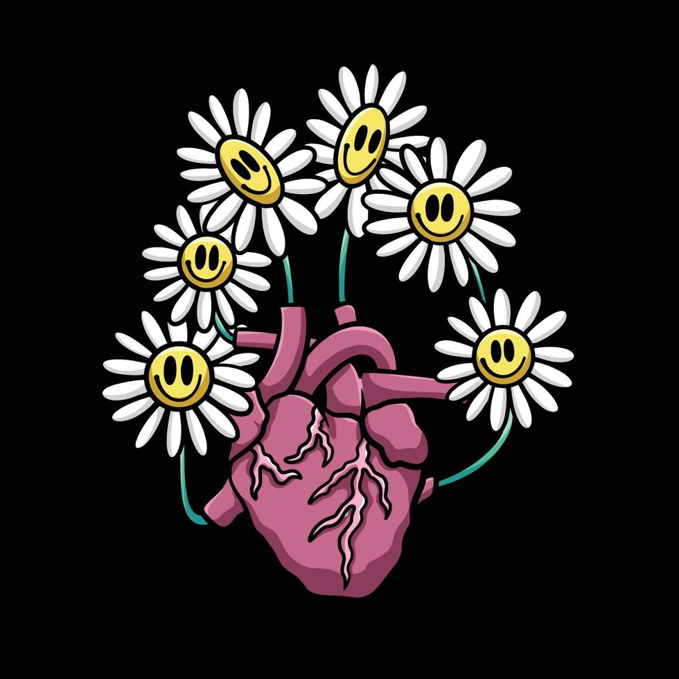 Heart Flower Streetwear Cartoon vector