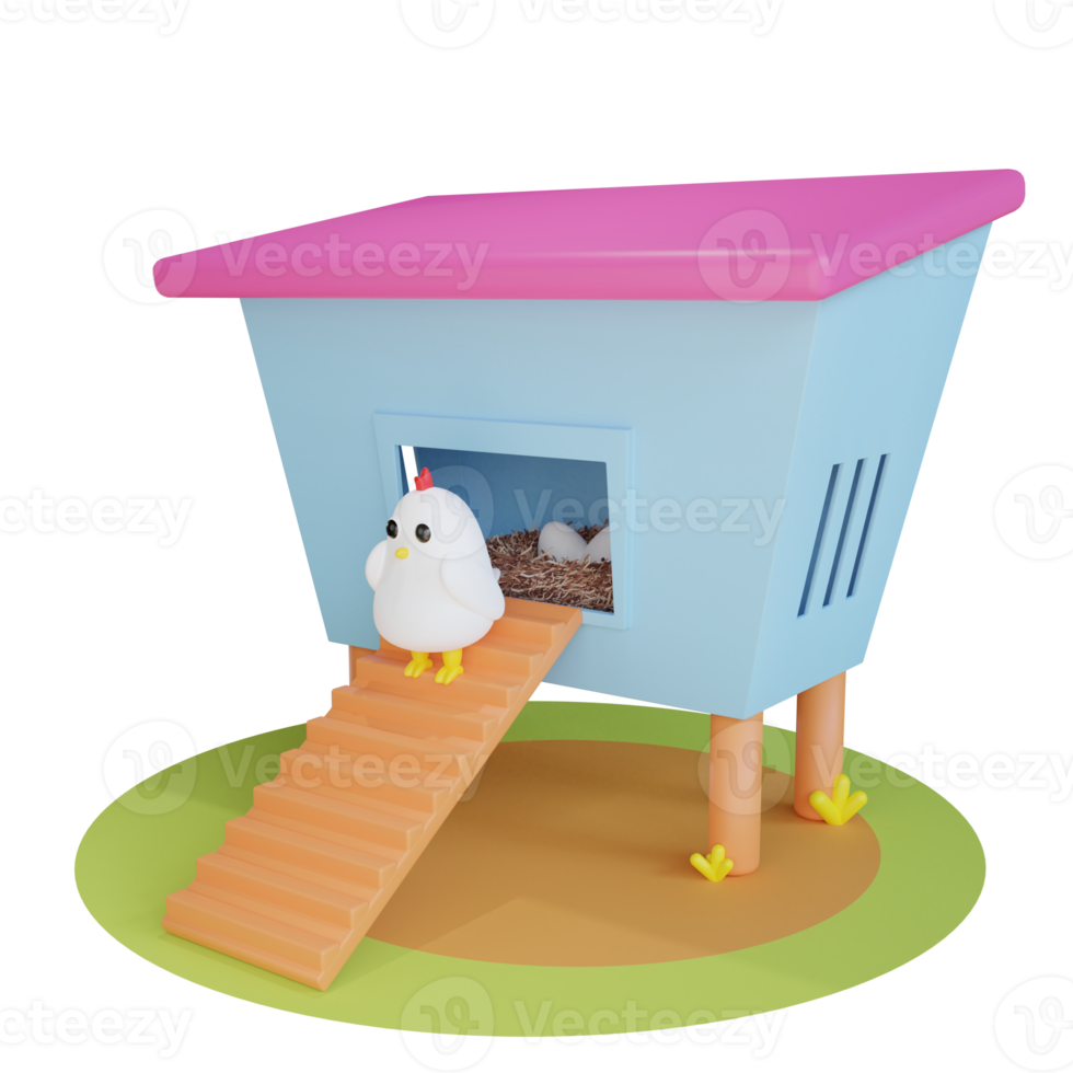 3D Cute chicken House png