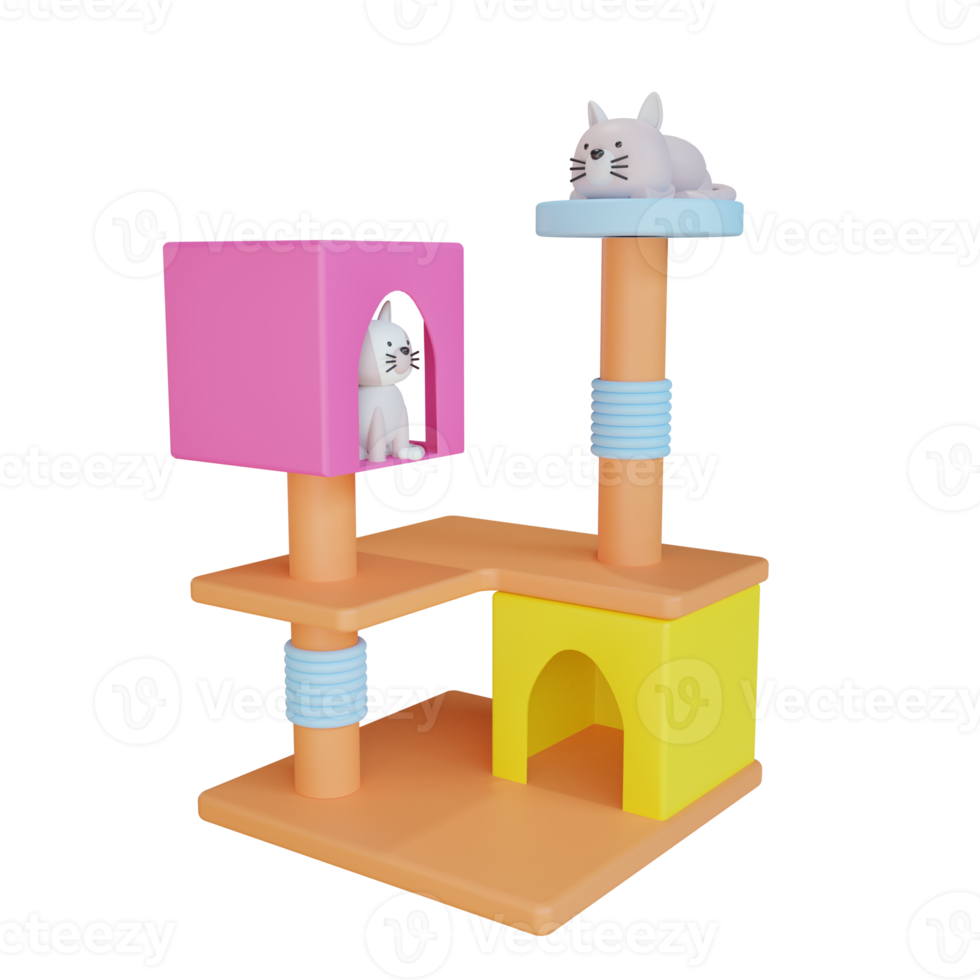 3D Cute cat playing ground House png