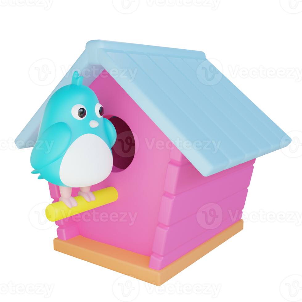 3D Cute bird House png