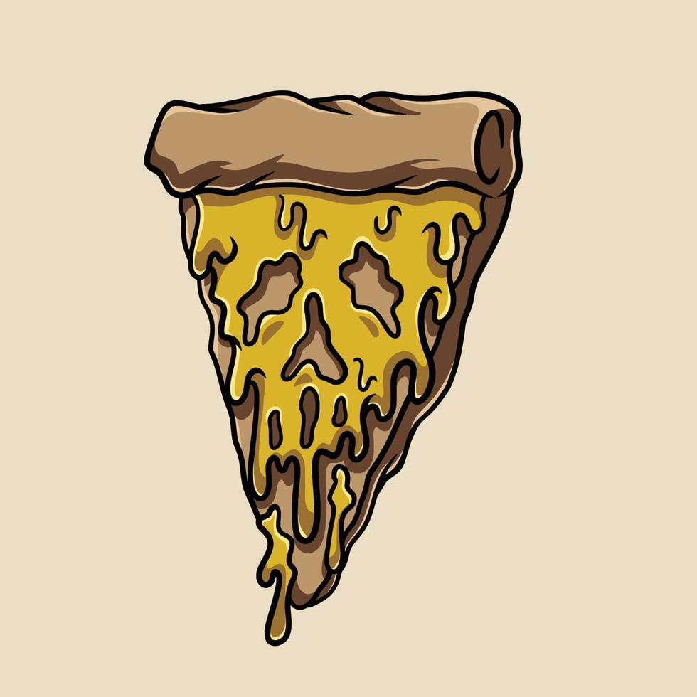 pizza calavera streetwear dibujos animados vector