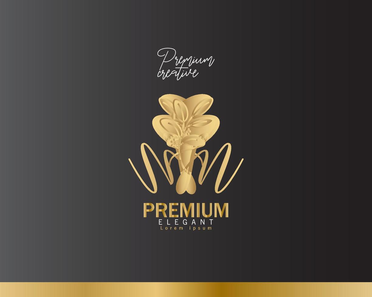 Abstract flower sprout star logo design template. Elegant crown symbol. Universal premium vector sign.