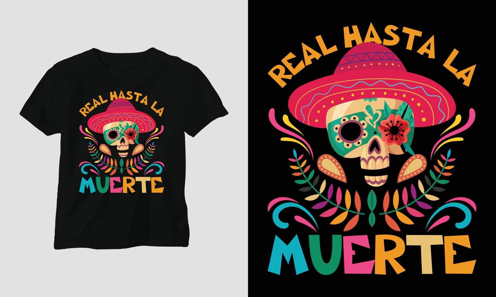 con amor hasta la muerte - diseño especial de camiseta dia de los muertos vector