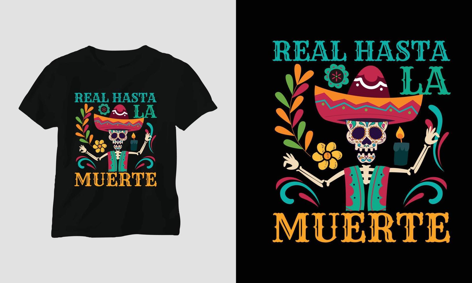 con amor hasta la muerte - diseño especial de camiseta dia de los muertos vector