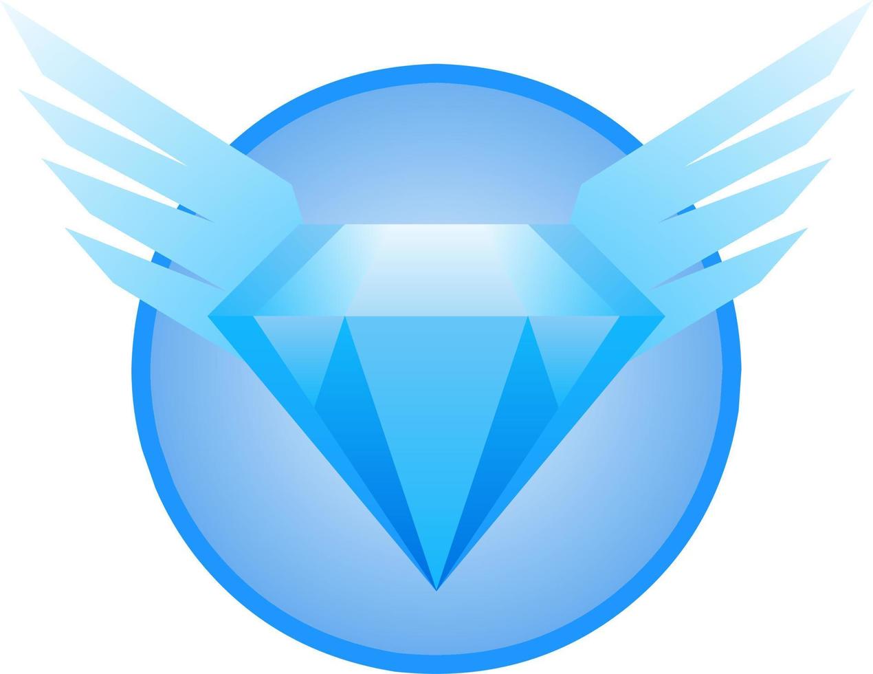 ilustración de vector de diamante alado para logotipo, icono, marca, empresa, negocio, artículo, signo, símbolo, juegos de artículos o diseño de juegos. diamante alado azul brillante