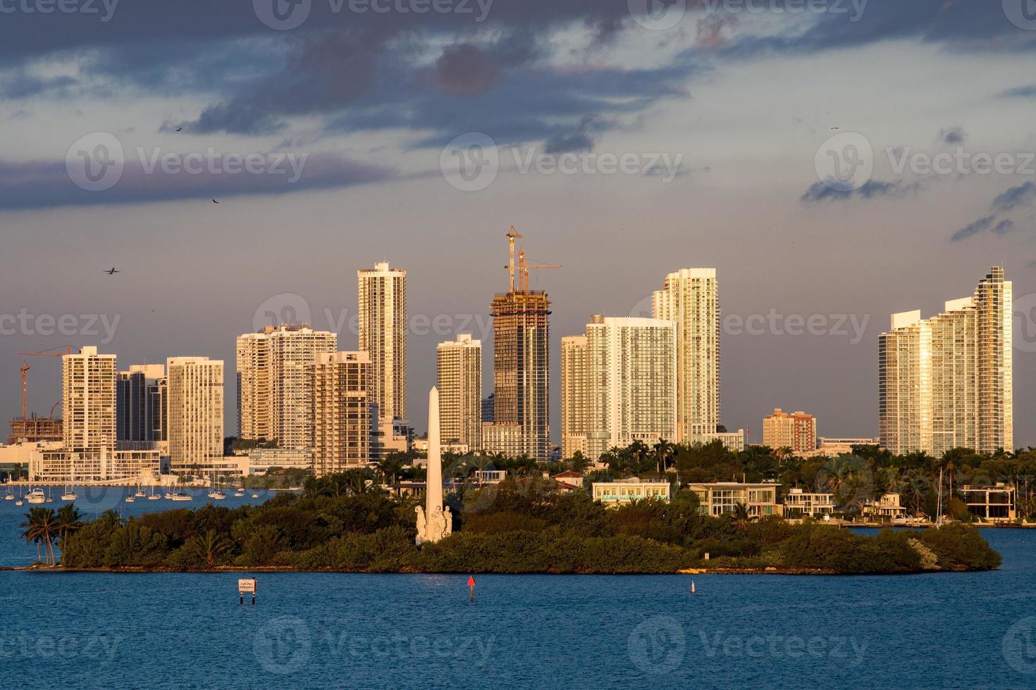 miami downtown view panorama at sunrise photo