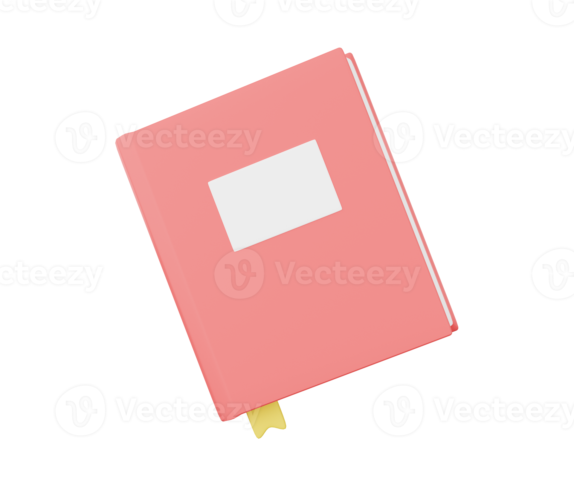 3D pink notebook with yellow bookmark. 3d rendering 12026101 PNG