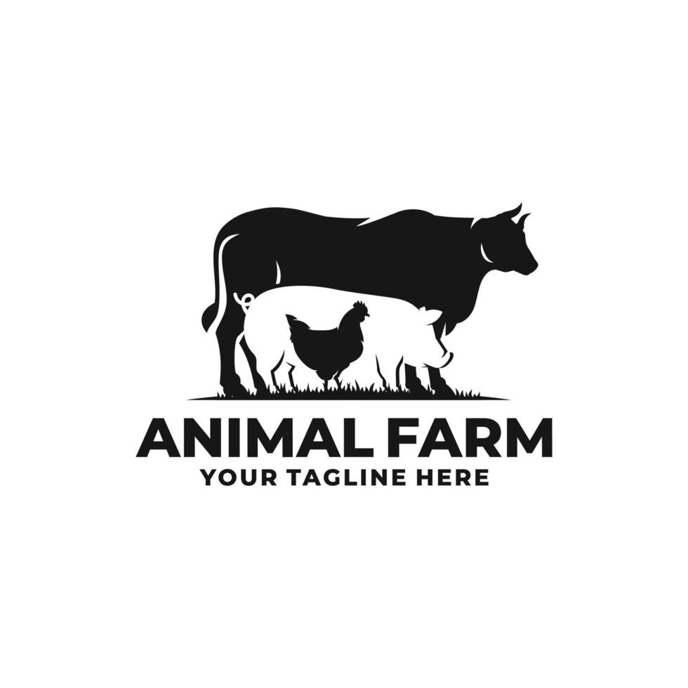 vector de logotipo de animales de granja