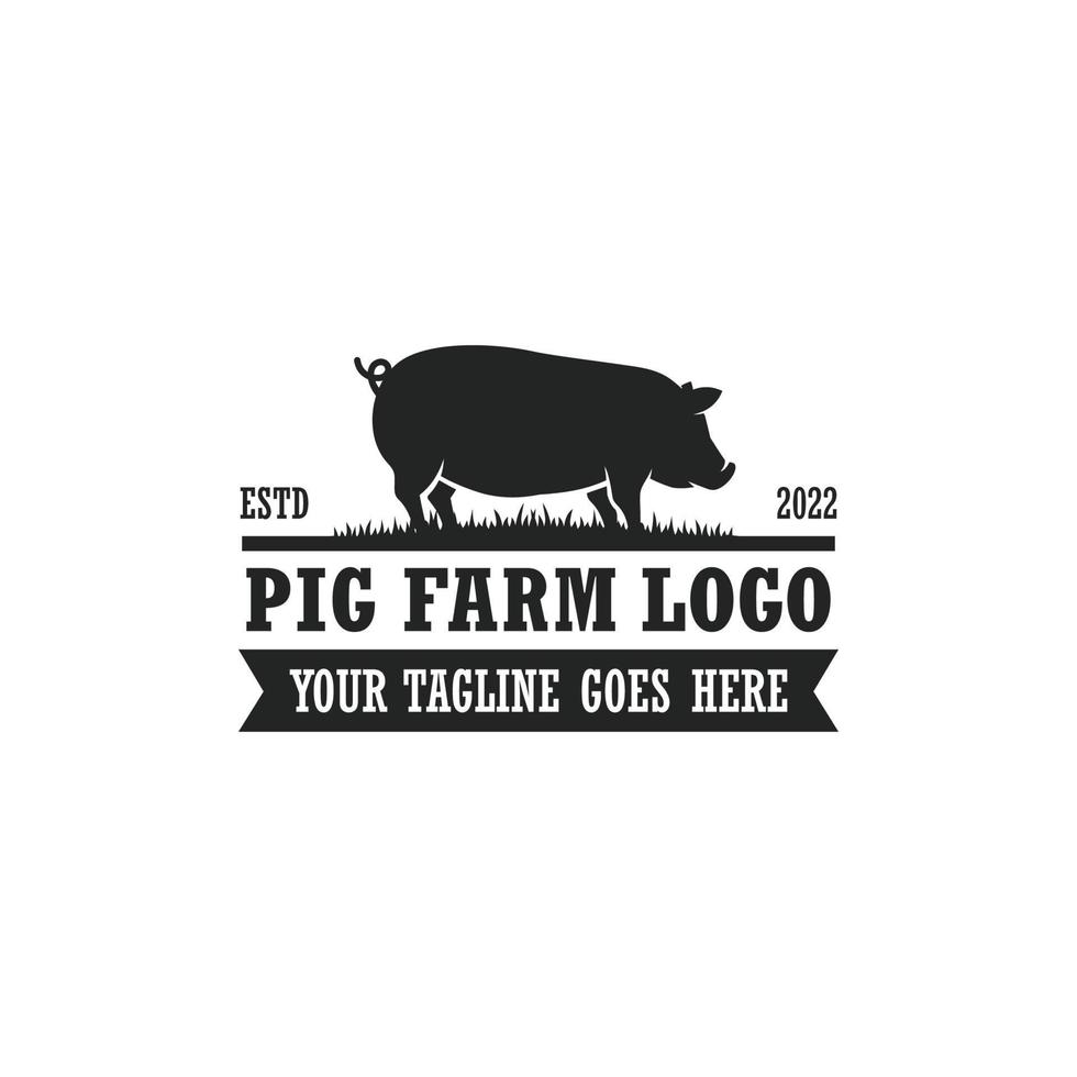 Pig farm logo vector. Cattle farm logo vector