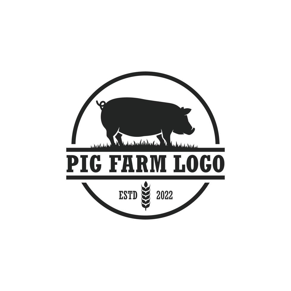 Pig farm logo vector. Cattle farm logo vector