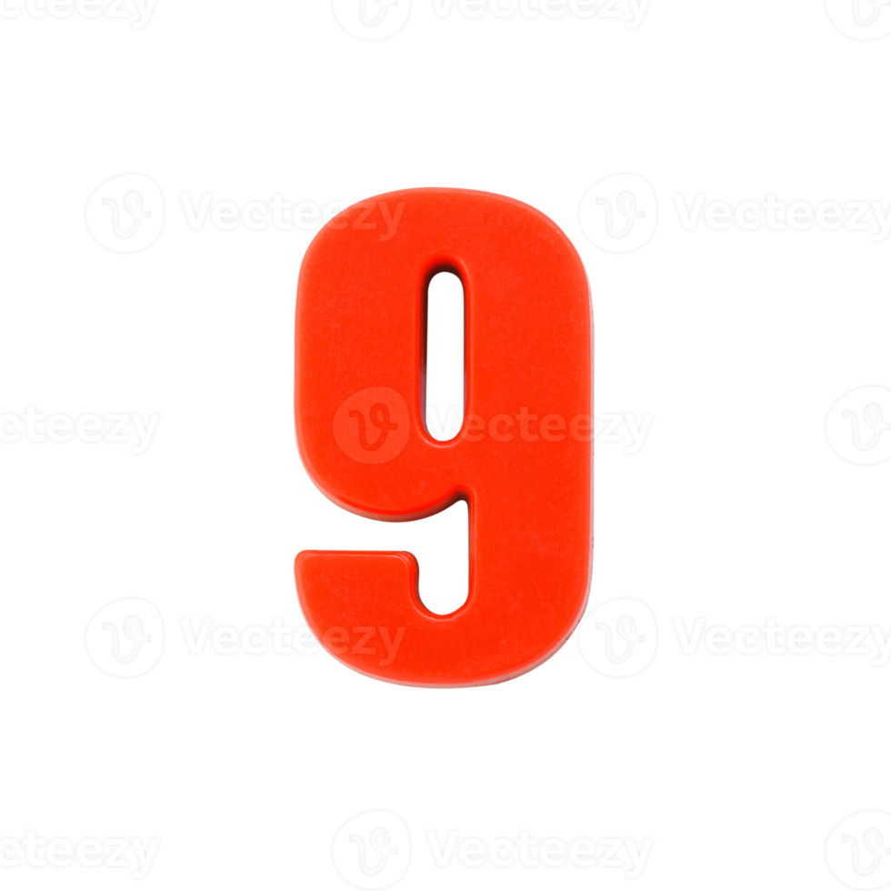 un número nueve hecho de plástico rojo 12026423 PNG
