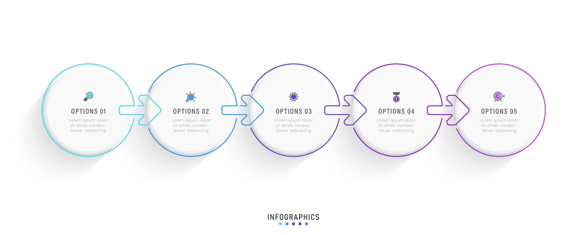Vector Infographic label design template with icons and 5 options or steps. Can be used for process diagram, presentations, workflow layout, banner, flow chart, info graph.
