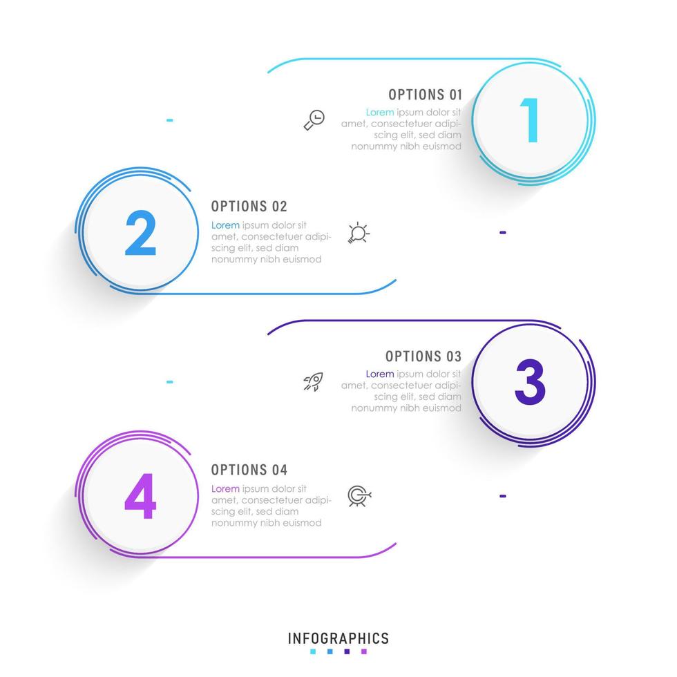 plantilla de diseño de etiquetas infográficas vectoriales con iconos y 4 opciones o pasos. se puede utilizar para diagramas de proceso, presentaciones, diseño de flujo de trabajo, banner, diagrama de flujo, gráfico de información. vector