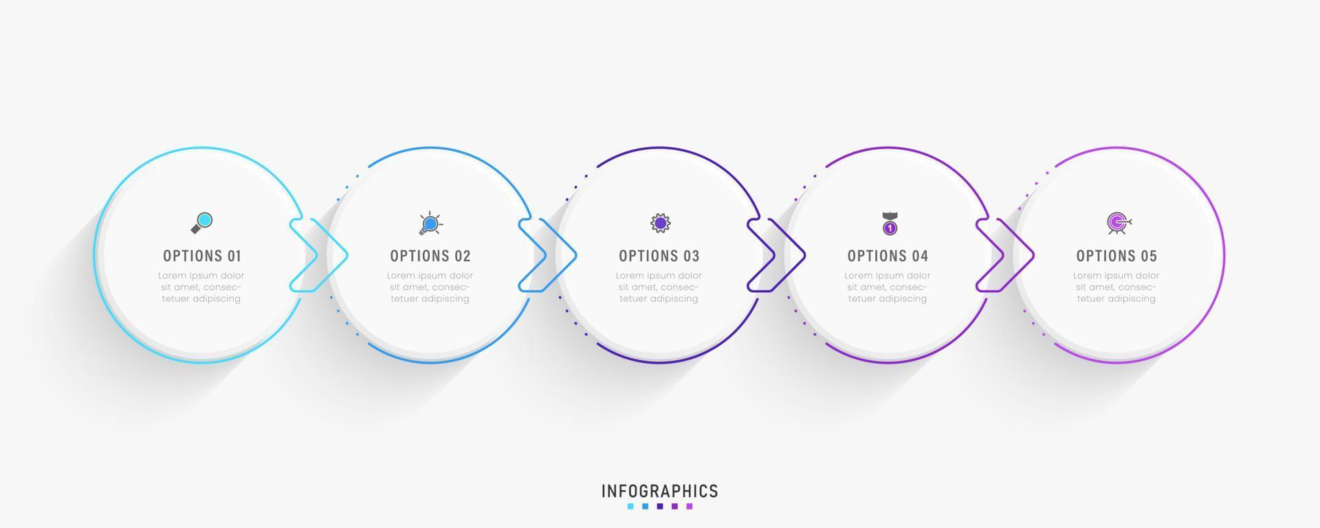 Vector Infographic label design template with icons and 5 options or steps. Can be used for process diagram, presentations, workflow layout, banner, flow chart, info graph.