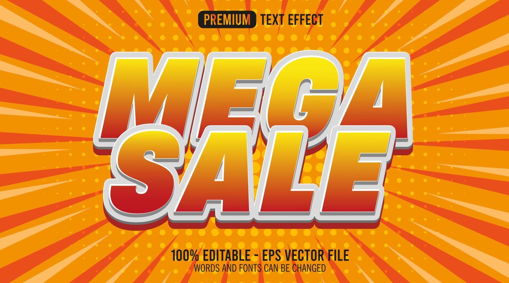 3d mega sale editable text effect vector