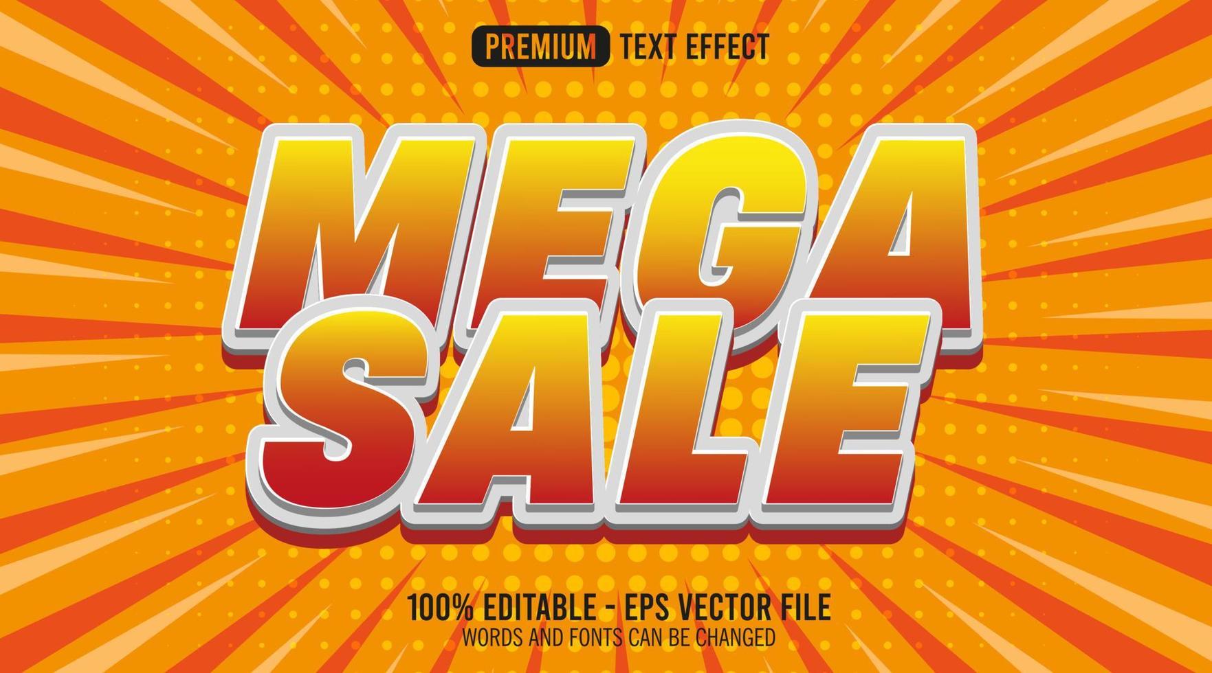 3d mega sale editable text effect vector