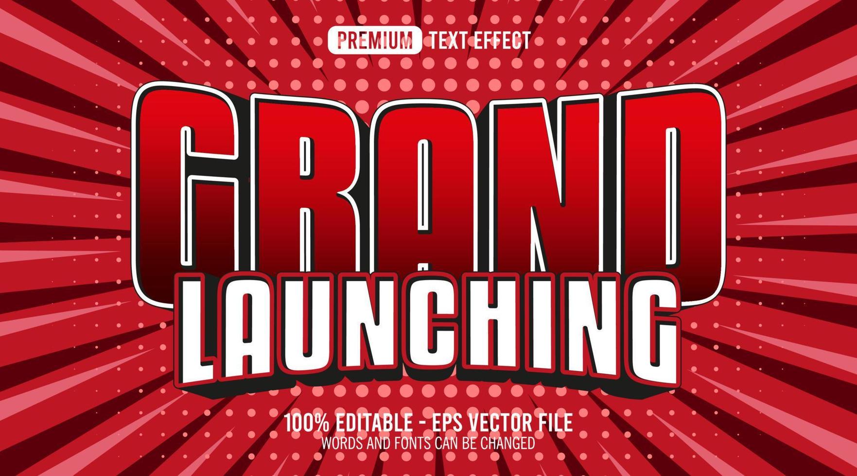 3d grand launching editable text effect vector