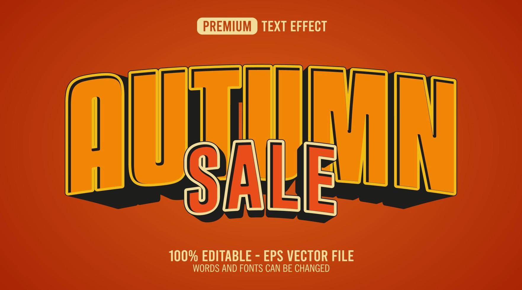 Efecto de texto editable de venta de otoño 3d vector