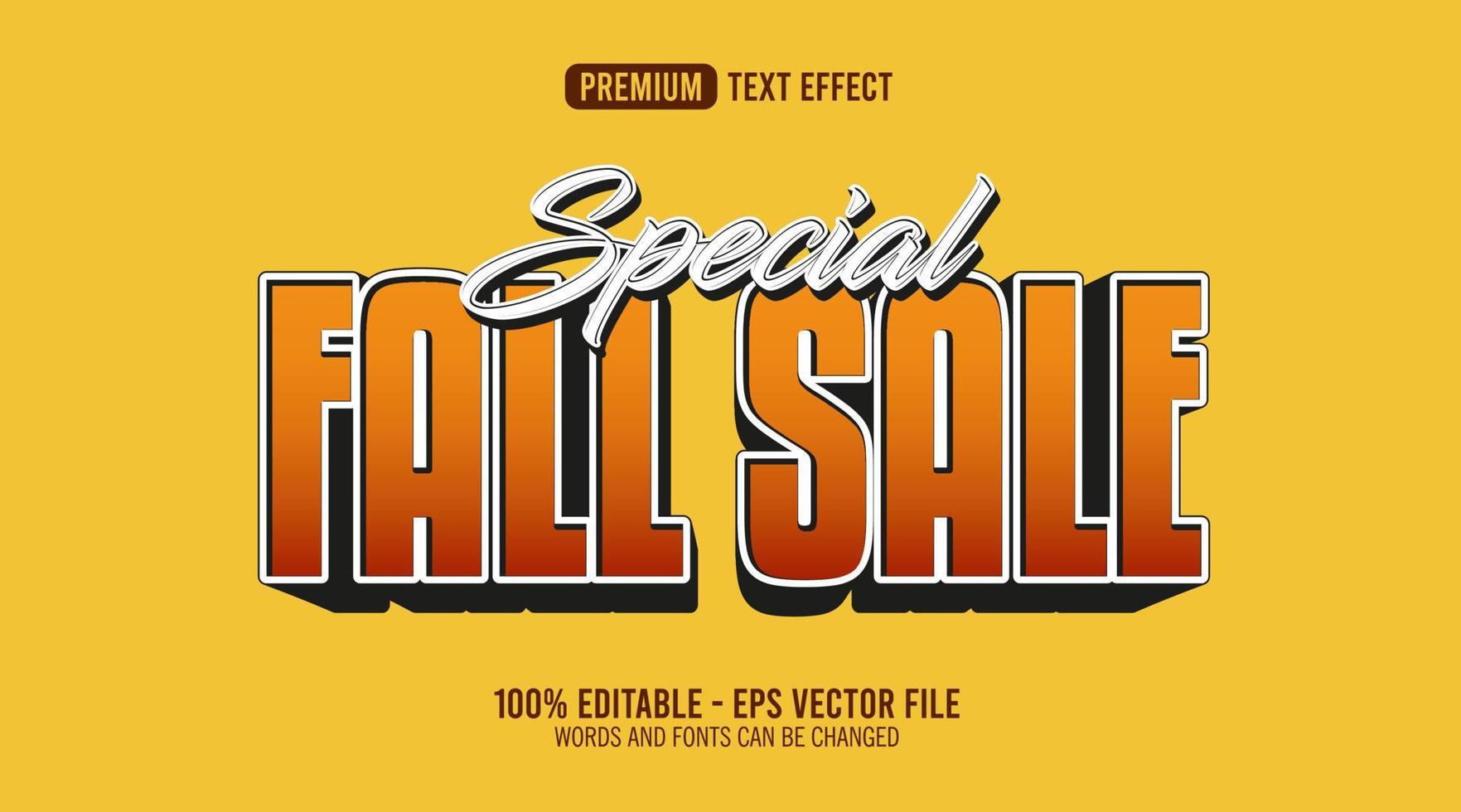 Efecto de texto editable de venta especial de otoño 3d vector