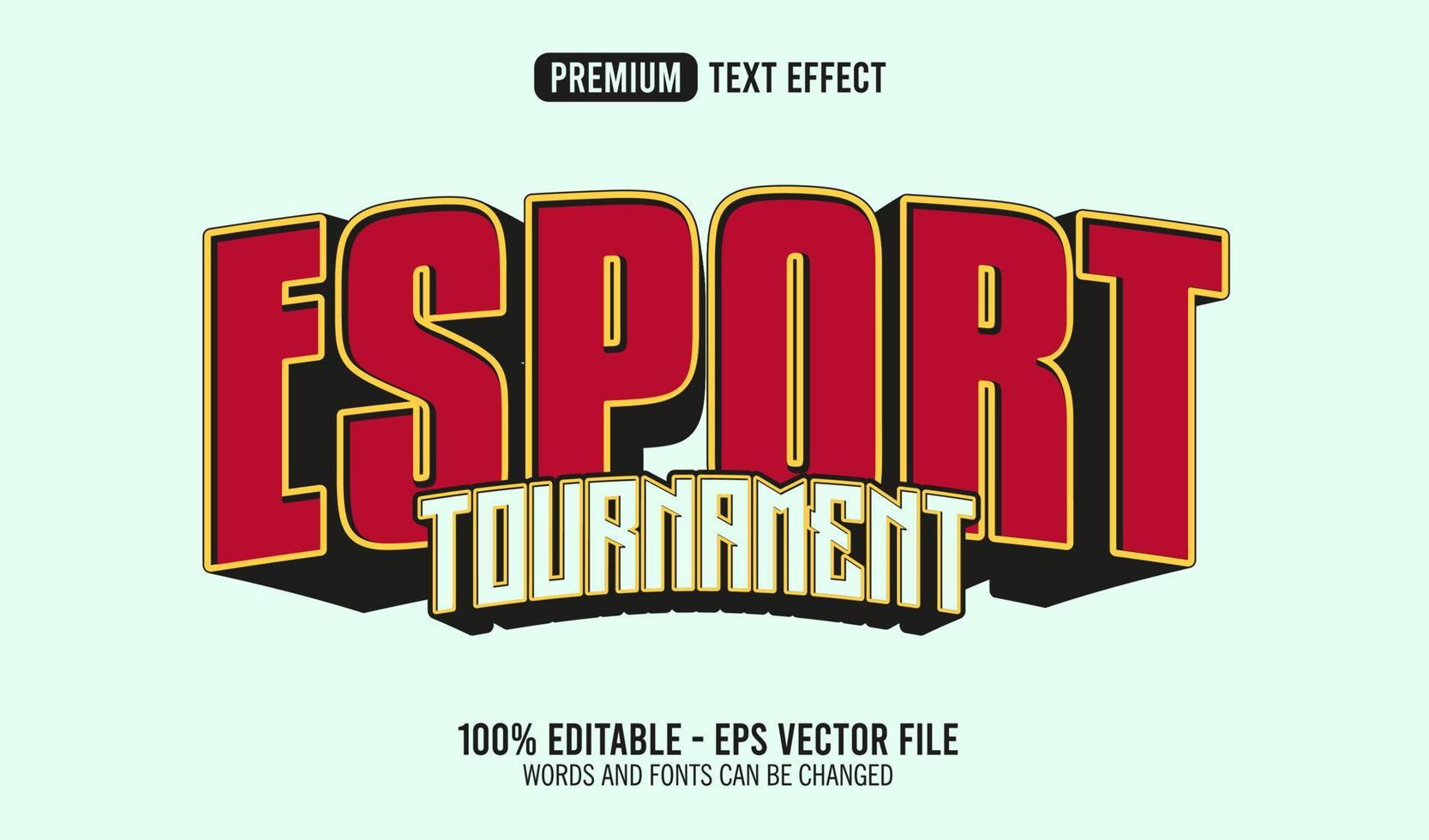 efecto de texto editable del torneo de esport rojo 3d vector