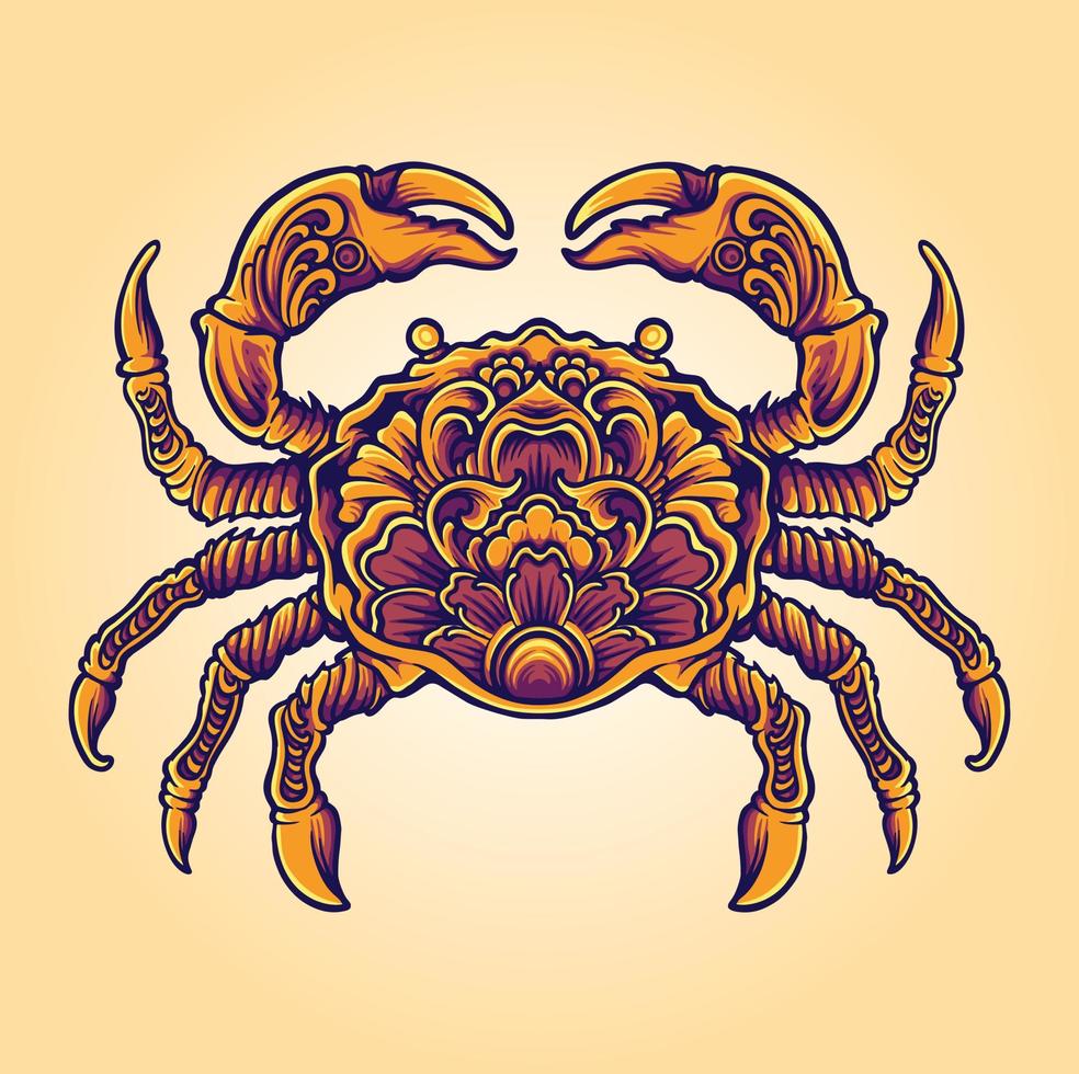 Vintage elegant crab ornaments illustration vector