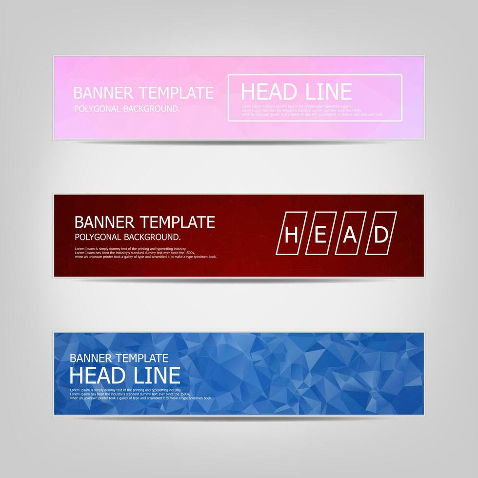 banners set with polygonal abstract triangles. Set of vector business card templates. design Banner background.