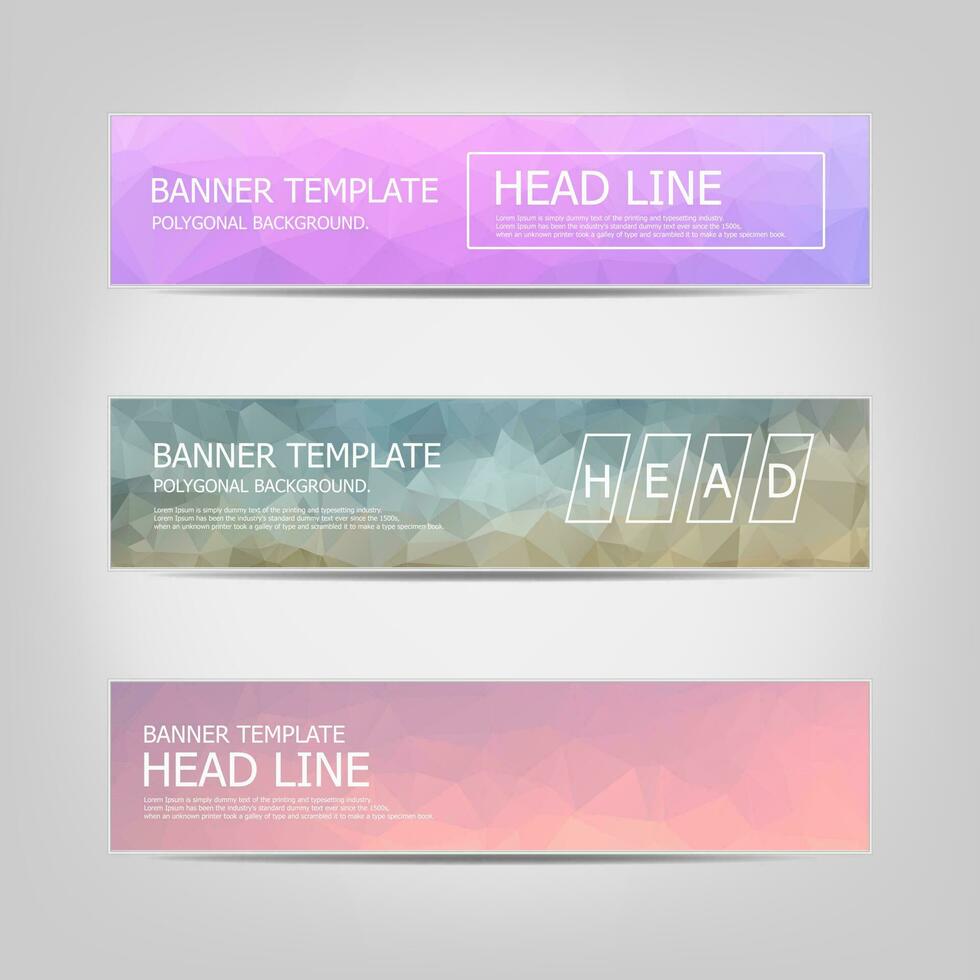 banners set with polygonal abstract triangles. Set of vector business card templates. design Banner background.