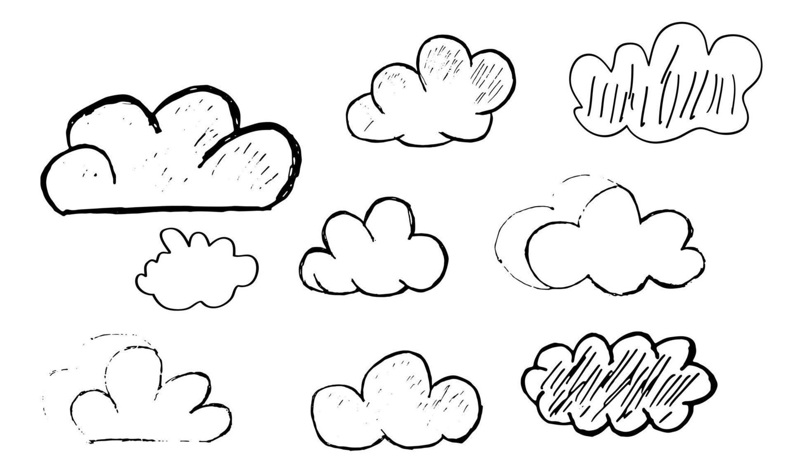 unique clouds on isolation background doodles white vector