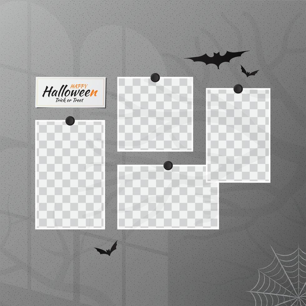 Happy halloween photo mockup with paper frame vector