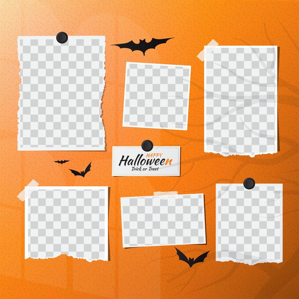 Happy Halloween photo with paper frame mockup vector