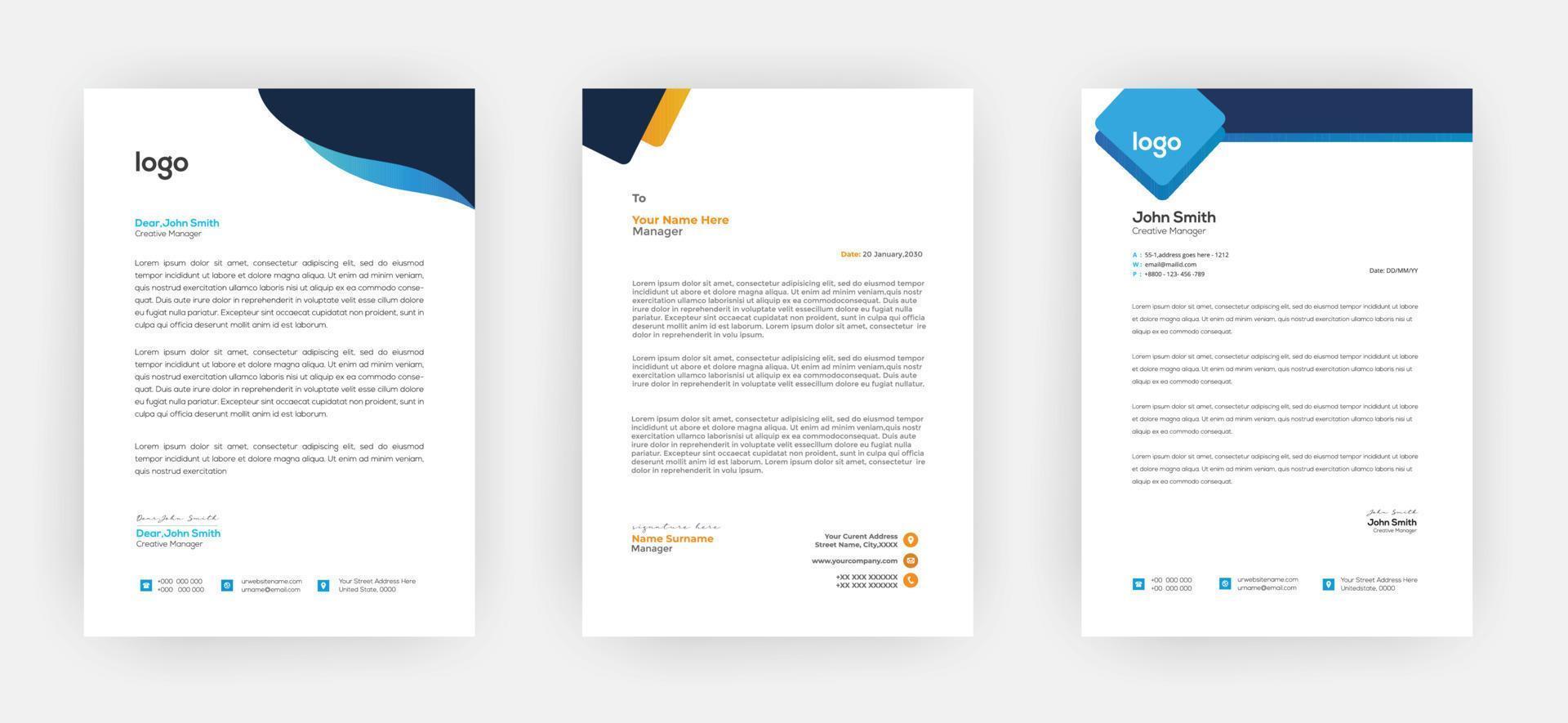 Creative letterhead   Elegant and minimalist style letterhead template design A4 sizes vector