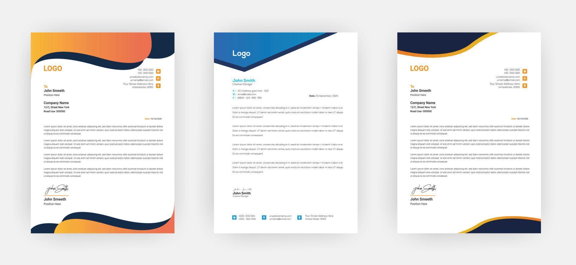 Creative letterhead   Elegant and minimalist style letterhead template design A4 sizes vector