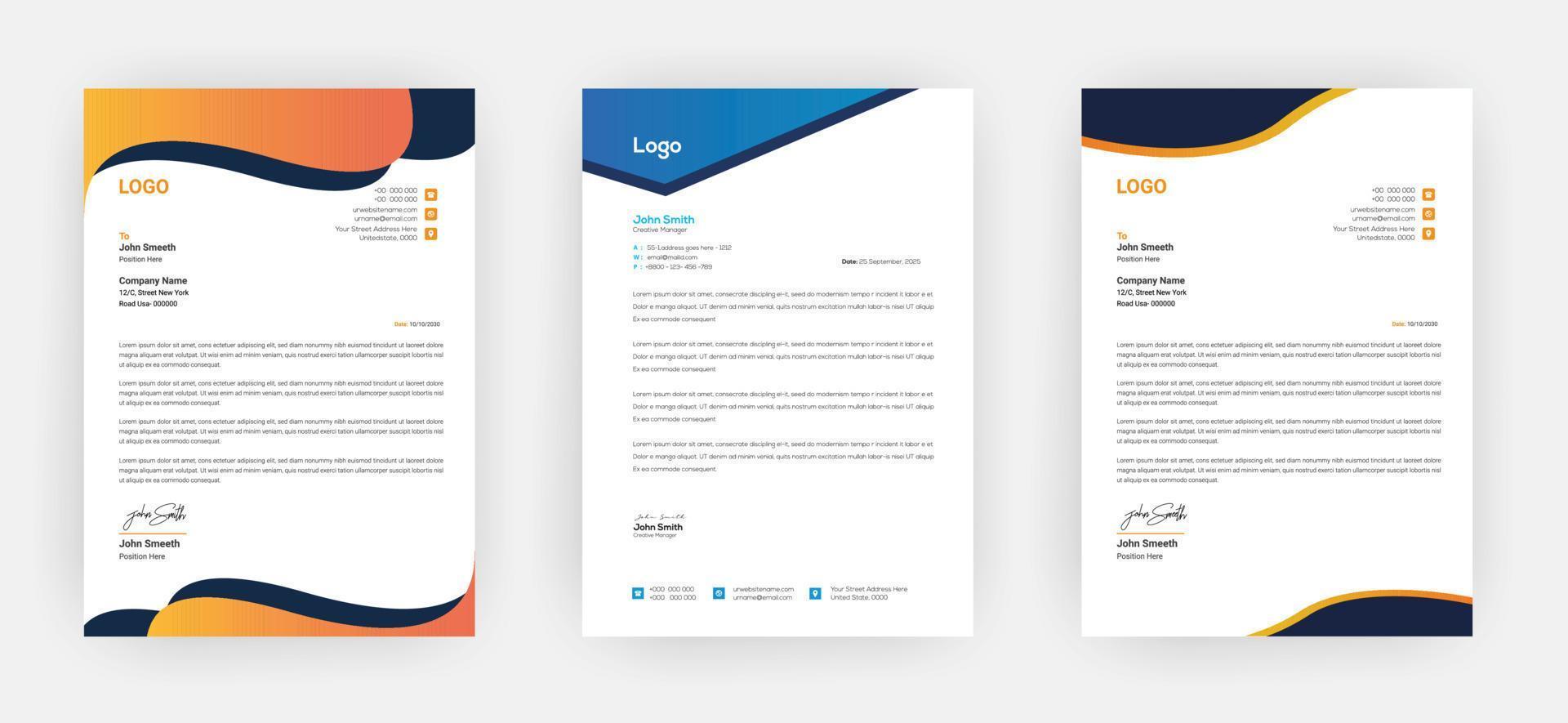 Creative letterhead   Elegant and minimalist style letterhead template design A4 sizes vector