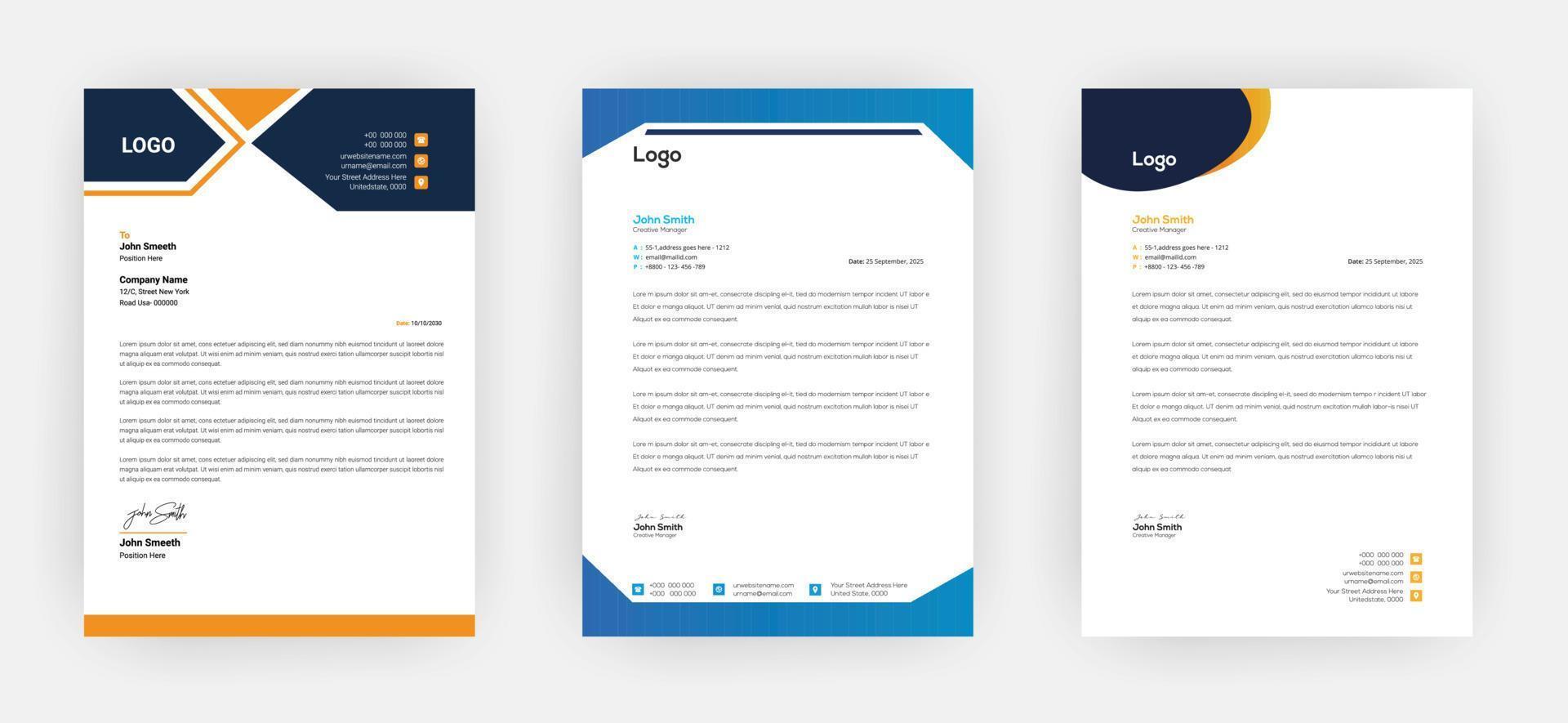 Creative letterhead   Elegant and minimalist style letterhead template design A4 sizes vector