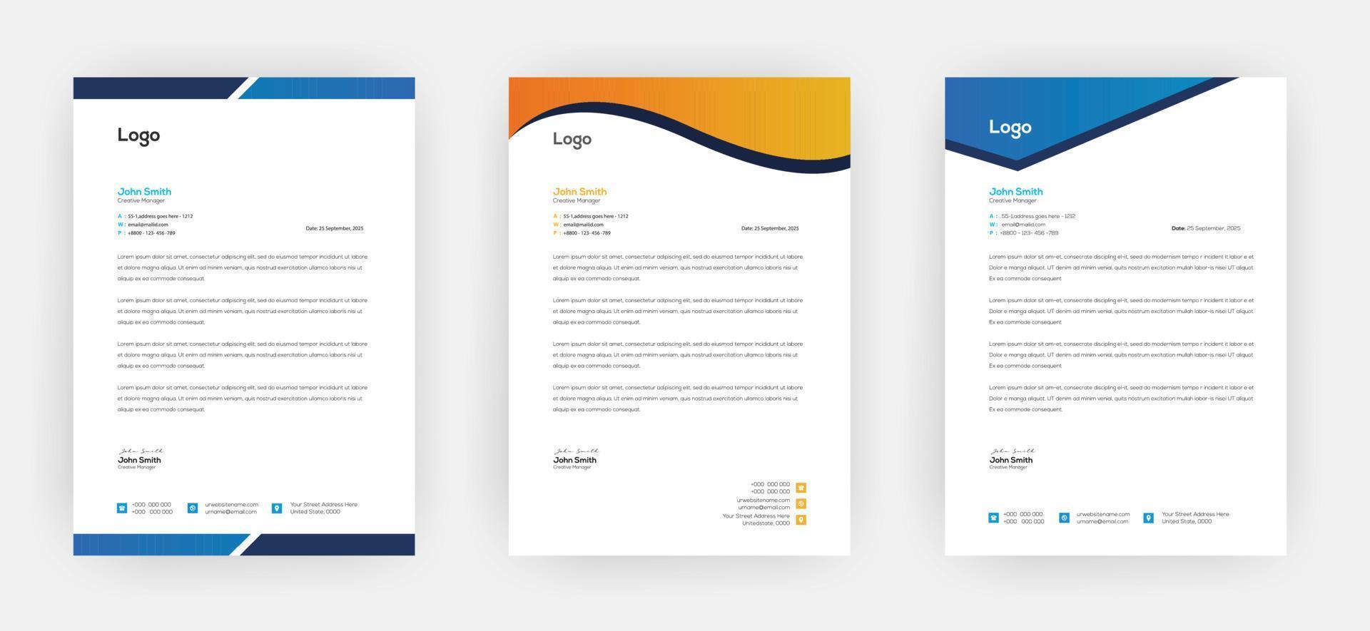 Creative letterhead   Elegant and minimalist style letterhead template design A4 sizes vector