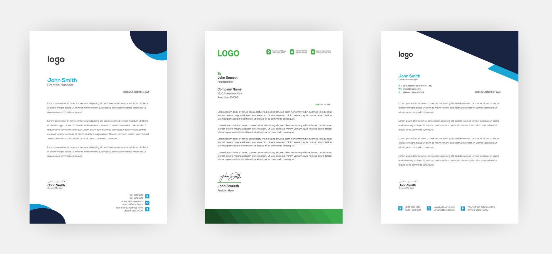 Creative letterhead   Elegant and minimalist style letterhead template design A4 sizes vector