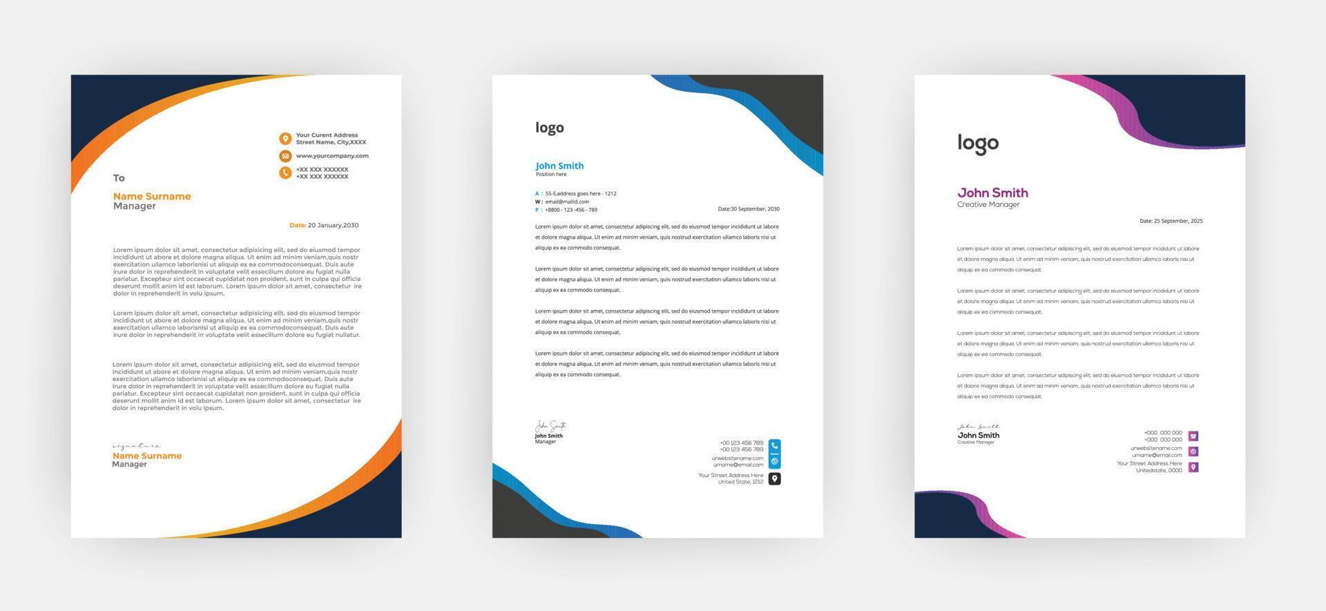Creative letterhead   Elegant and minimalist style letterhead template design A4 sizes vector