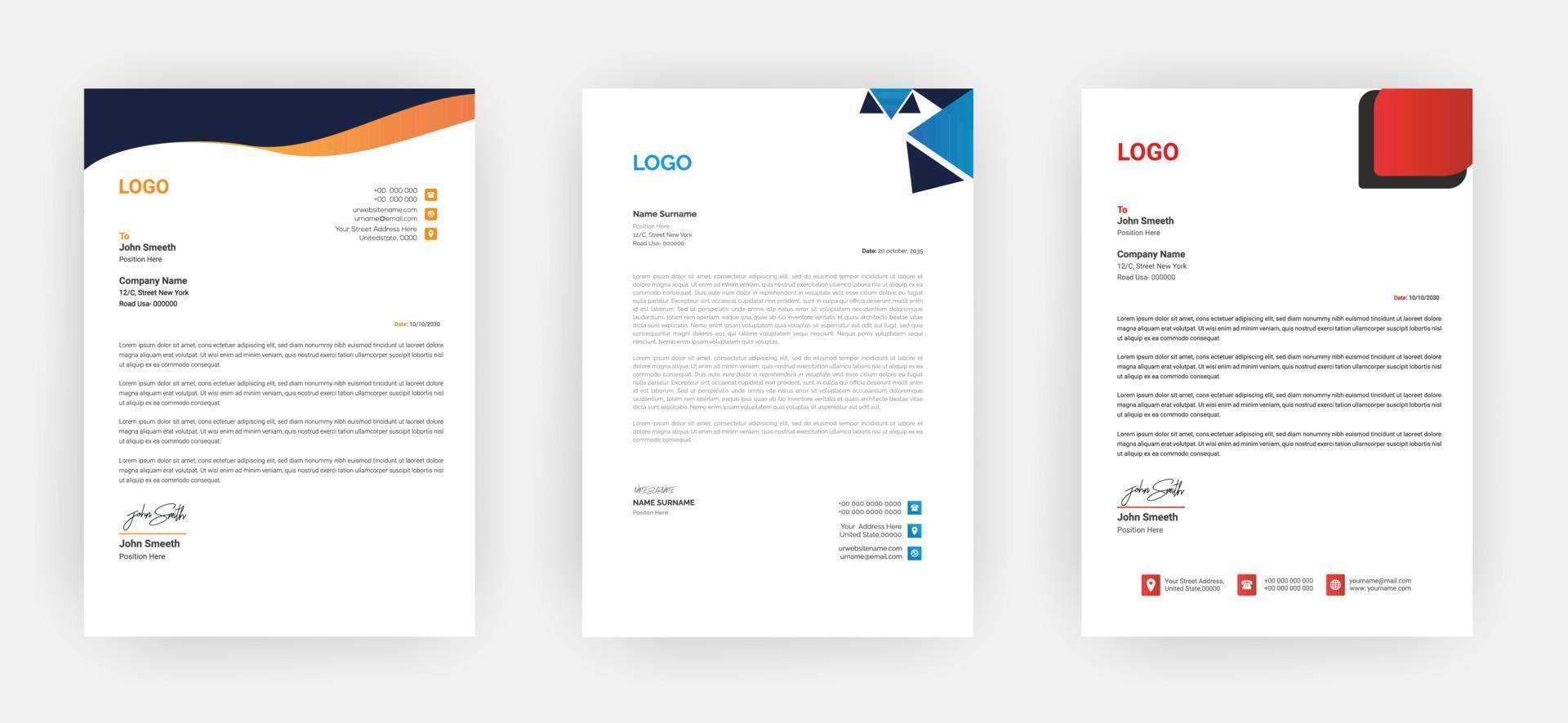 Creative letterhead   Elegant and minimalist style letterhead template design A4 sizes vector