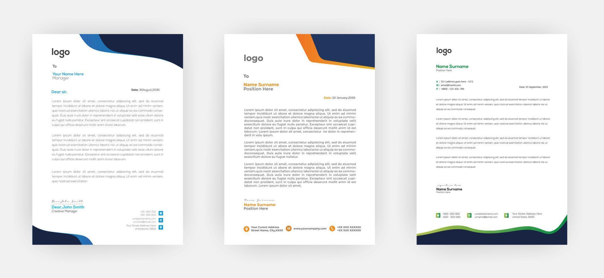 Creative letterhead   Elegant and minimalist style letterhead template design A4 sizes vector