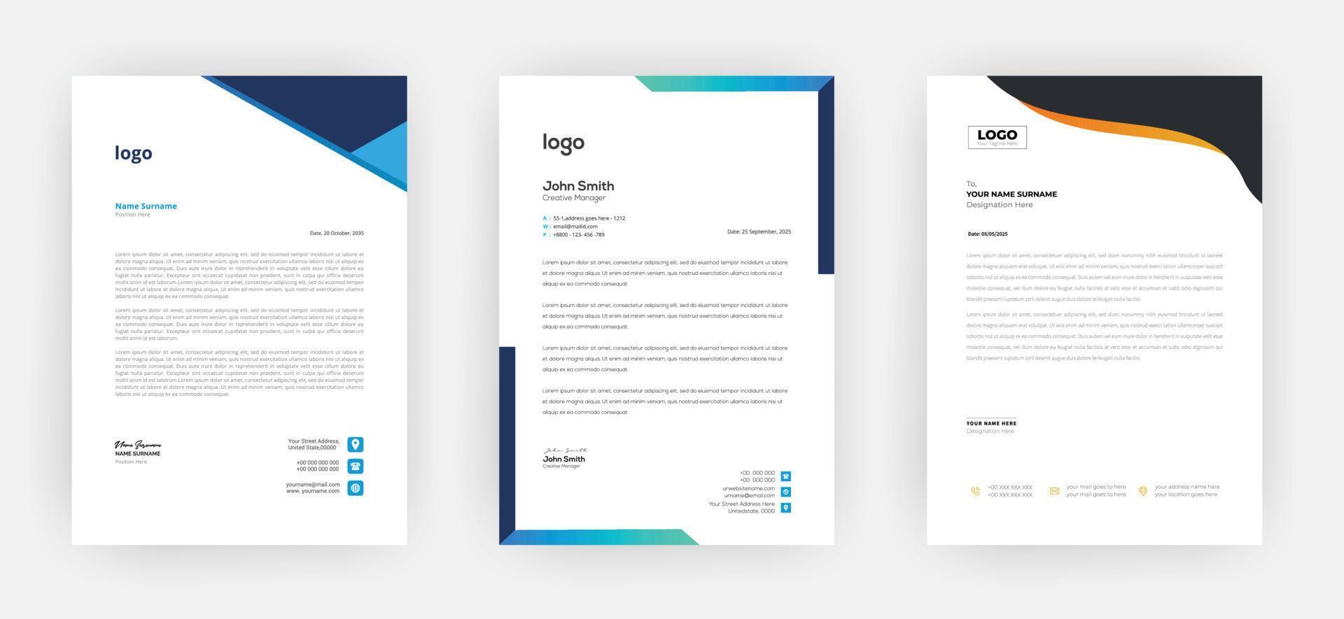 Creative letterhead   Elegant and minimalist style letterhead template design A4 sizes vector