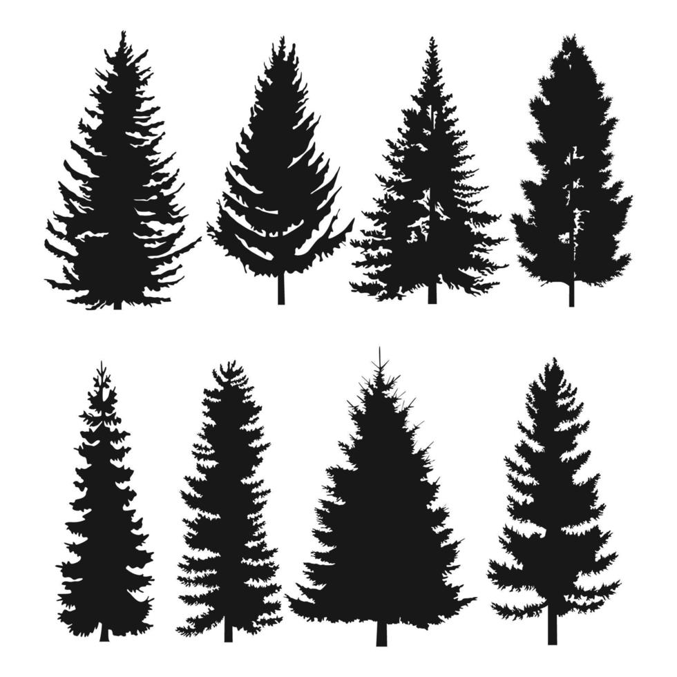 conjunto de árboles de siluetas negras vector