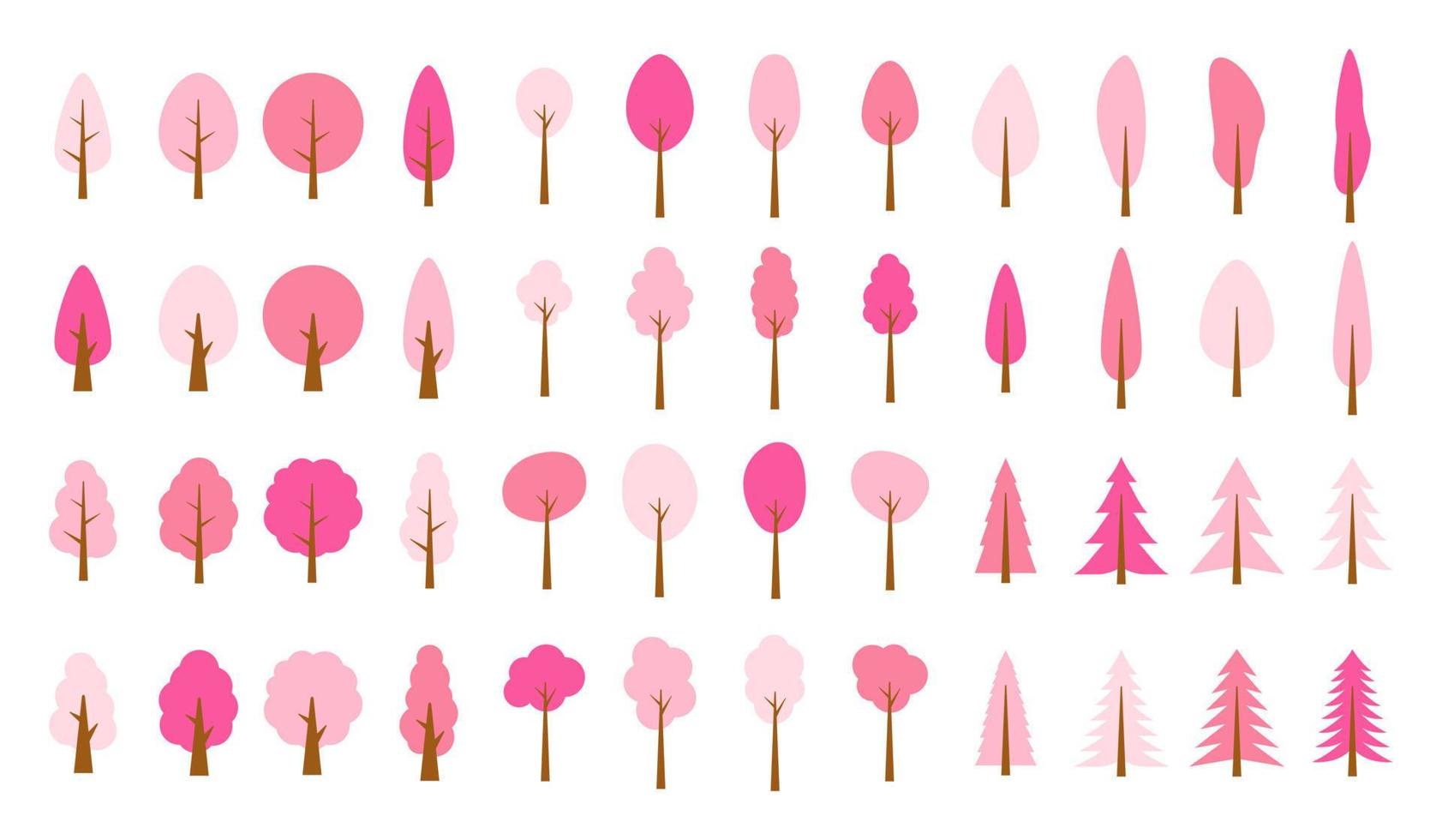 Set of  pattern pink pine trees vector