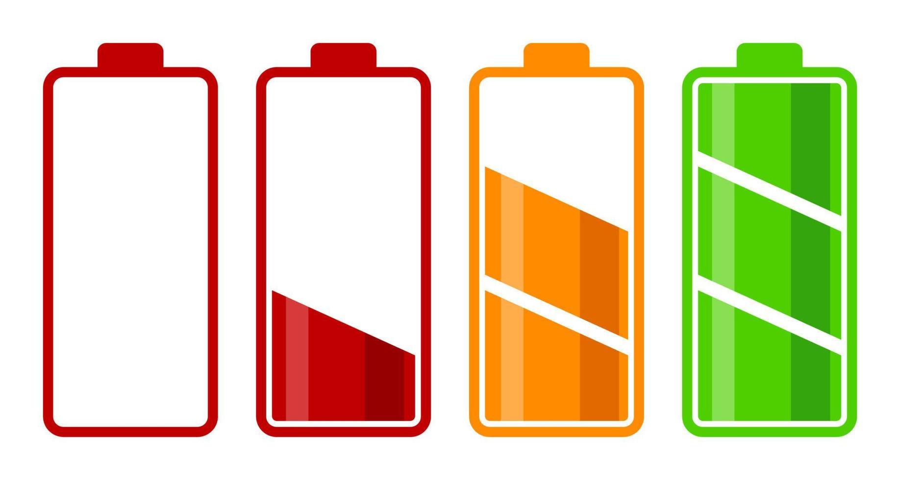 Set of battery charge level indicator vector