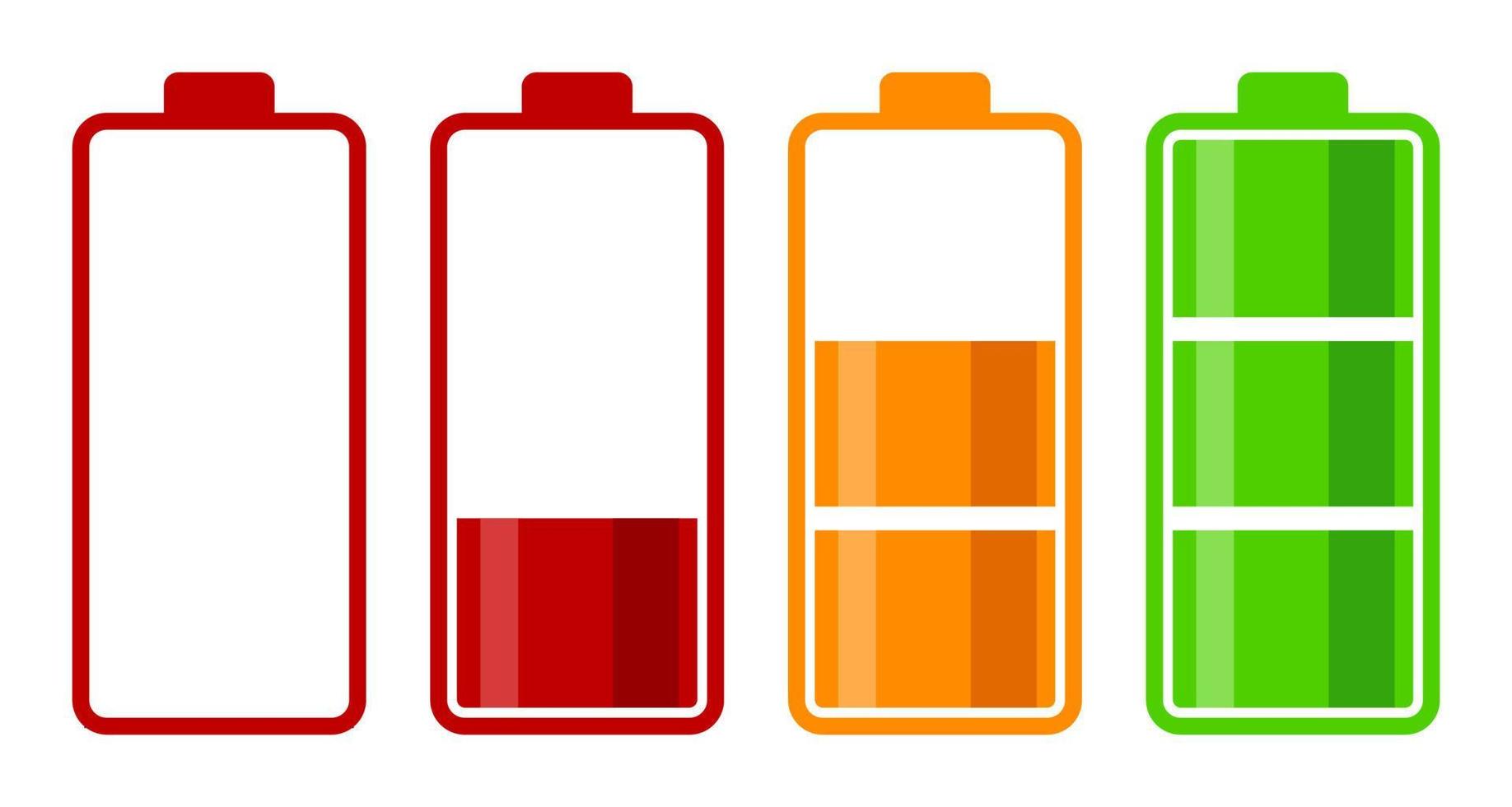 Set of battery charge level indicator vector